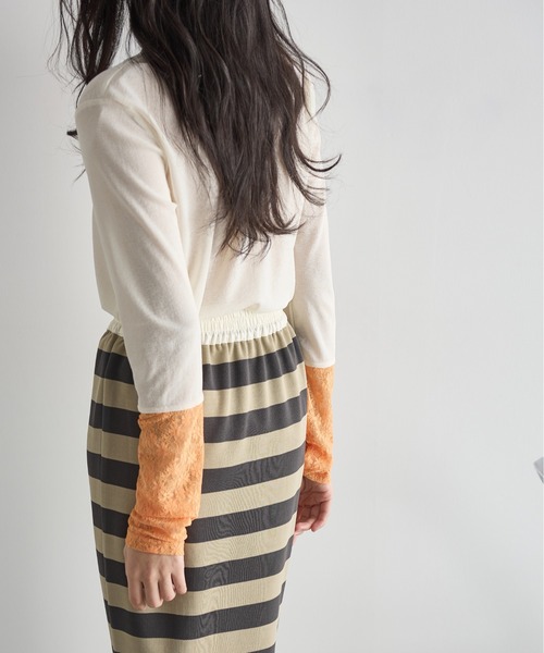 THE YOn(ザヨン)の「2WAYスイッチレースカフシアーロングスリーブT(Tシャツ/カットソー・レディース・イエロー/アイボリー/グレイッシュベージュ/チャコールグレー・FREE)」の15枚目の写真