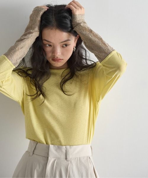 セール】2WAYスイッチレースカフシアーロングスリーブT（Tシャツ