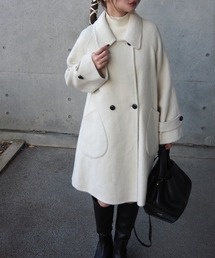 LAULEN | wool A-line coat /ウールAライン襟付きコート(ステンカラーコート)