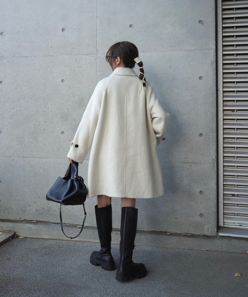 wool A-line coat /ウールAライン襟付きコート（ステンカラー