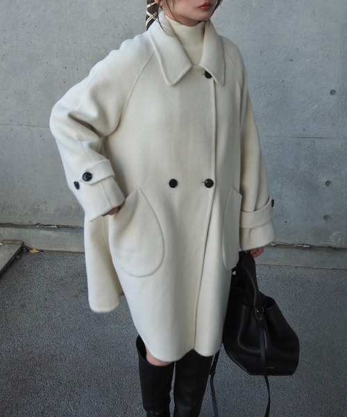 wool A-line coat /ウールAライン襟付きコート（ステンカラー