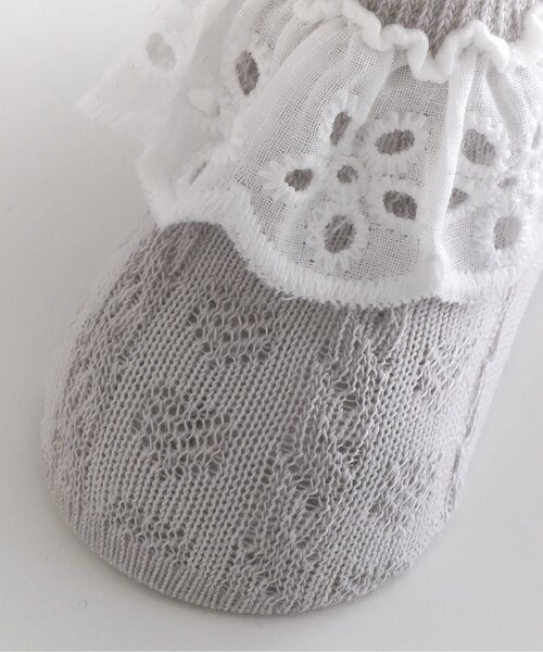 apres les cours（アプレレクール）の「レースフリルベビーソックス（ベビーシューズ/ベビーソックス・キッズ・アイボリー/グレー・9/12）」の8枚目の写真