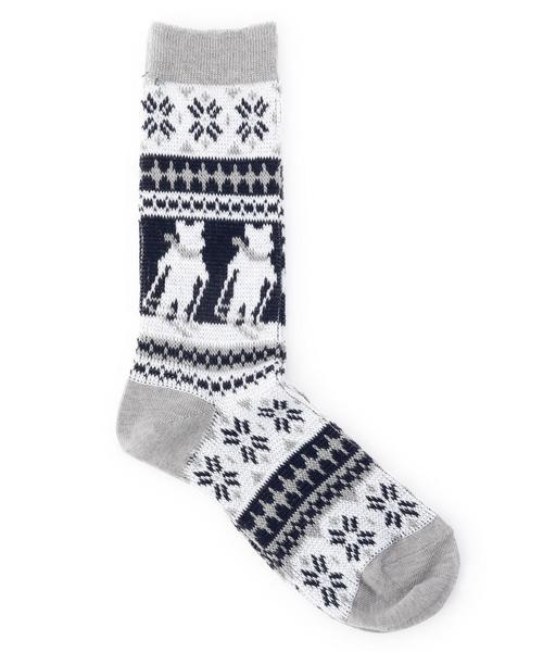 coen(コーエン)の「スキーベアジャガードソックス(ソックス/靴下・レディース・グレー/ネイビー・フリー)」の1枚目の写真