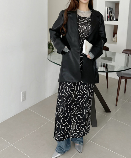 Eclat one(エクラワン)の「【Eclat one】コード刺繍 レース レイヤード キャミワンピース(ワンピース・レディース・ブラック/アイボリー/ベージュ・FREE)」の8枚目の写真