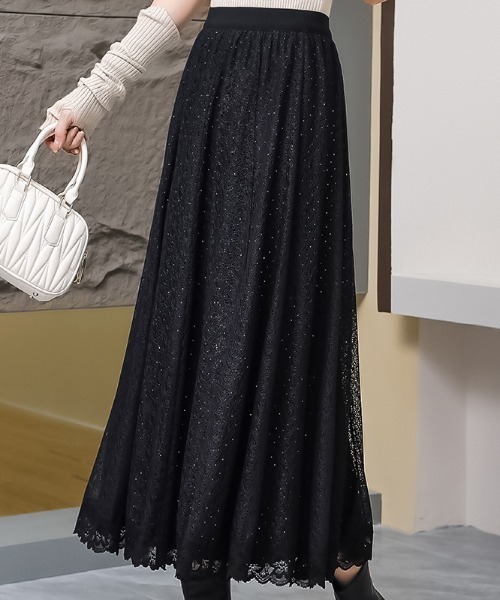 a lot of love（ア ロット オブ ラブ）の「クラシック・レーシースカート（スカート・レディース・ブラック/ブラウン/ボルドー・FREE）」の6枚目の写真