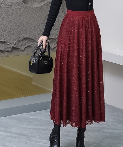 a lot of love（ア ロット オブ ラブ）の「クラシック・レーシースカート（スカート・レディース・ブラック/ブラウン/ボルドー・FREE）」の8枚目の写真