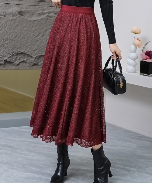 a lot of love（ア ロット オブ ラブ）の「クラシック・レーシースカート（スカート・レディース・ブラック/ブラウン/ボルドー・FREE）」の10枚目の写真