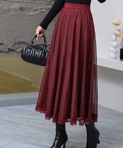 a lot of love（ア ロット オブ ラブ）の「クラシック・レーシースカート（スカート・レディース・ブラック/ブラウン/ボルドー・FREE）」の9枚目の写真