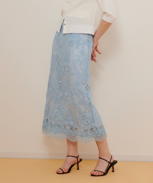 allureville（アルアバイル）の「メッシュレーススカート（スカート・レディース・オフホワイト/サックスブルー・1/2）」の21枚目の写真