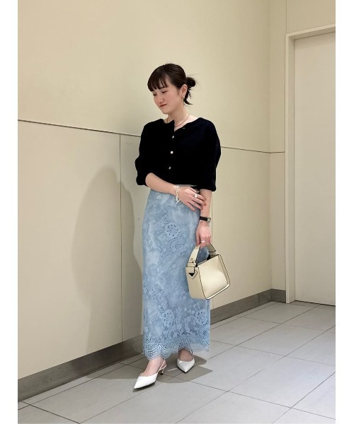 新品未使用　モチーフチュールスカート　グレイッシュブルー　Ｍ セール】メッシュレーススカート（スカート）｜allureville