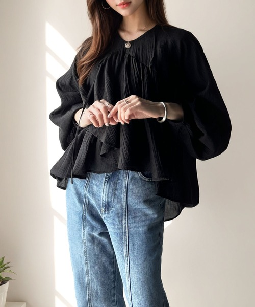 COMME des GARCONS アシメ シアーフリル トップス XS ❤️ COMME des GARCONS アシメ シアーフリル トップス XS