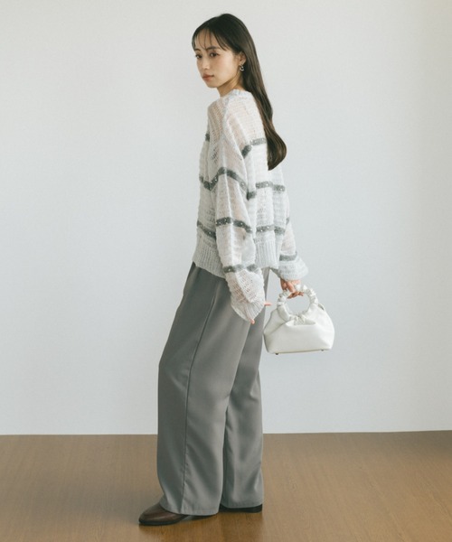 VANNIE U（ヴァニーユー）の「スパンコールボーダーシアーニット（ニット/セーター・レディース・アイボリー/ライトグレー/ピンク・FREE）」の19枚目の写真