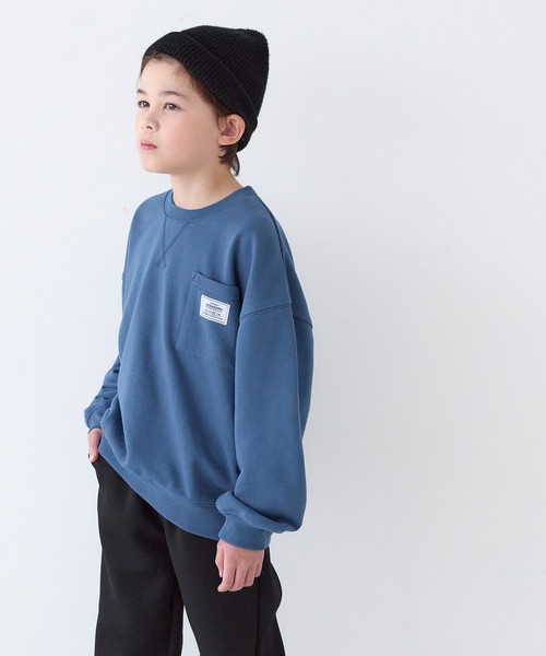 coca（coca）（コカ）の「キッズ　裏毛胸ポケットトップス（スウェット・キッズ・ブラック/ダークブルー・150/140/130/120）」の12枚目の写真