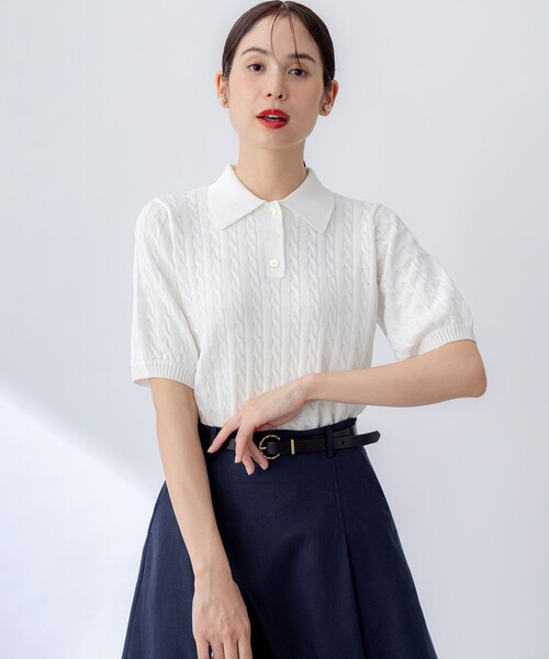 noble ポロ襟ニット　美品 組曲 ニット セーター ポロ襟 ニットプルオーバー レディース