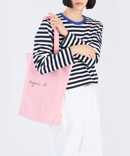 agnes b.（アニエスベー）の「ロゴ コットン リバーシブル トートバッグ ”Paulette” YAS18－01（トートバッグ・レディース・ピンク系・FREE）」の14枚目の写真