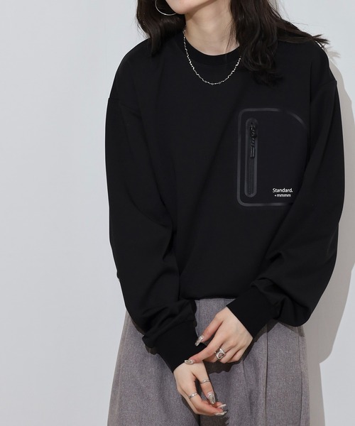 MMMM(エムエムエムエム)の「MMMM SOFT/ポンチ/クルーネック/ドロスト/パッチポケット(Tシャツ/カットソー・メンズ・ブラック/ホワイト・M/L)」の9枚目の写真