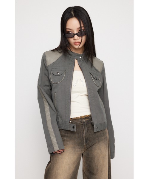 LAGUA GEM（ラグアジェム）の「LINE DOCKING COTTON ジャケット（その他アウター・レディース・ブラウン/グレー・FREE）」の6枚目の写真