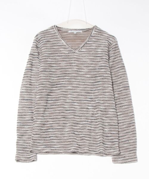 ARCHIVER(アーカイバ)の「【W】【it】【Growth by Grail】ボーダーVネックカット(Tシャツ/カットソー・メンズ・ブラック/グレー/ホワイト・LARGE/MEDIUM)」の1枚目の写真