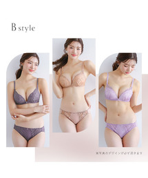 wakudoki（ワクドキ）の「【選べる2タイプ ノンワイヤー ブラ＆ショーツ 3点セット】 刺繍レース＆ワントーンレース 福袋 アンダー80 下着 レディース（ブラ&ショーツ）」