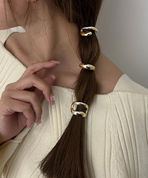 apres jour mignon(アプレジュールミニョン)の「【apresjour mignon×ARIAZ】3セットメタルヘアカフ(その他ヘアアクセサリー・レディース・ライトグレー/ゴールド/ナチュラル/シルバー/アイボリー/杢グレー・ONESIZE)」の4枚目の写真