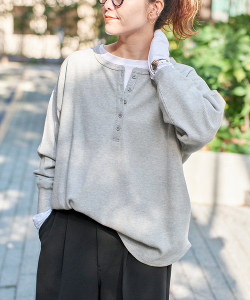 《WEB限定》2枚SETヘンリーネックプルオーバー