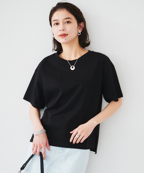 UNTITLED(アンタイトル)の「【接触冷感/抗菌防臭/マシンウォッシャブル】クリアスムース Tシャツ(Tシャツ/カットソー・レディース・ブラック/ホワイト・00/02/04/44/48/50)」の8枚目の写真