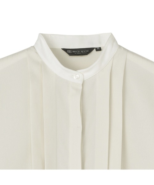 TOKYO SHIRTS(トウキョウシャツ)の「【COFREX】 スタンド 配色ブラウス 七分袖 レディースデザインシャツ(シャツ/ブラウス・レディース・ベージュ・XL/S/M/L/LL)」の3枚目の写真