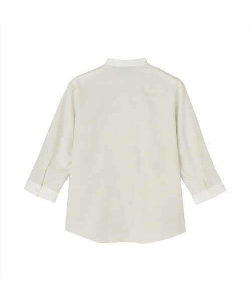 TOKYO SHIRTS(トウキョウシャツ)の「【COFREX】 スタンド 配色ブラウス 七分袖 レディースデザインシャツ(シャツ/ブラウス・レディース・ベージュ・XL/S/M/L/LL)」の2枚目の写真
