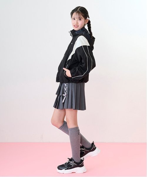 セール】【ニコ☆プチ掲載】レースアップリボン2段プリーツスカパン