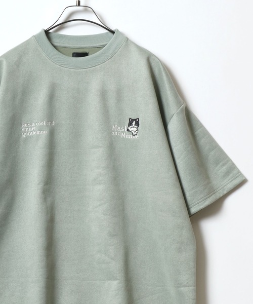 ANPAS(アンパス)の「Faux Suede Animal&Ghost Embroidery T-Shirt/フェイクスエード アニマル ゴースト ワンポイント刺繍 半袖 Tシャツ レディース メンズ(Tシャツ/カットソー・メンズ・ミント/グレー系その他2/グレー系その他3/ホワイト系その他/ホワイト系その他2/グレー系その他・M/L)」の6枚目の写真