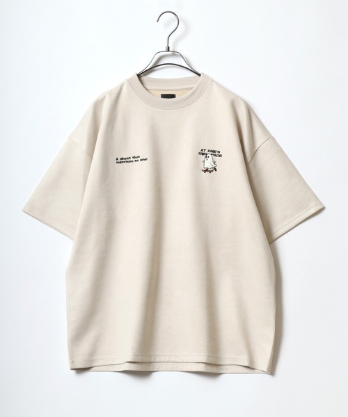 ANPAS(アンパス)の「Faux Suede Animal&Ghost Embroidery T-Shirt/フェイクスエード アニマル ゴースト ワンポイント刺繍 半袖 Tシャツ レディース メンズ(Tシャツ/カットソー・メンズ・ミント/グレー系その他2/グレー系その他3/ホワイト系その他/ホワイト系その他2/グレー系その他・M/L)」の8枚目の写真