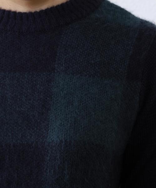 coen（コーエン）の「シャギーブロックチェッククルーネックニット（ニット/セーター・レディース・ダークグリーン/ワイン・LARGE/MEDIUM）」の6枚目の写真