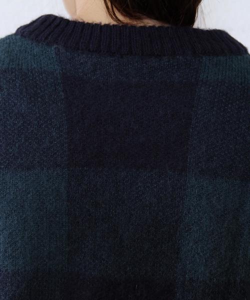 coen（コーエン）の「シャギーブロックチェッククルーネックニット（ニット/セーター・レディース・ダークグリーン/ワイン・LARGE/MEDIUM）」の12枚目の写真