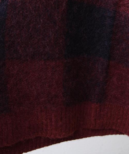 coen（コーエン）の「シャギーブロックチェッククルーネックニット（ニット/セーター・レディース・ダークグリーン/ワイン・LARGE/MEDIUM）」の9枚目の写真