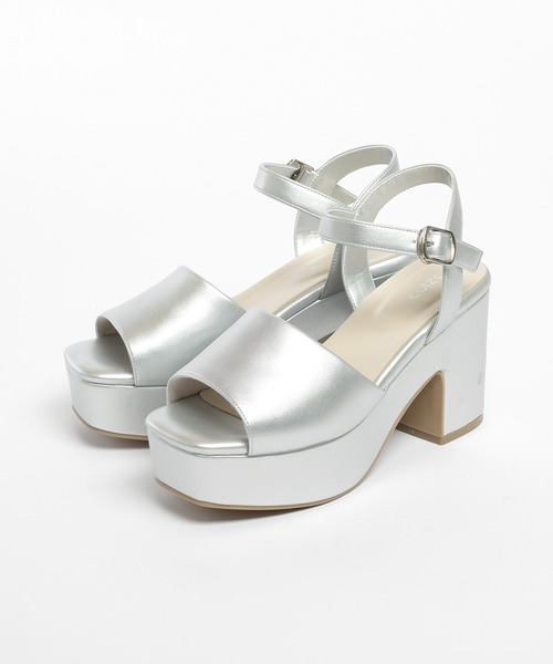 Honeys（ハニーズ）の「スクエアヒールサンダル（サンダル・レディース・アイボリー/ブラック/イエロー系その他/シルバー・L/M/S）」の20枚目の写真