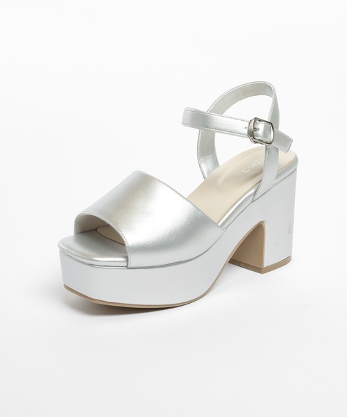 Honeys（ハニーズ）の「スクエアヒールサンダル（サンダル・レディース・アイボリー/ブラック/イエロー系その他/シルバー・L/M/S）」の21枚目の写真