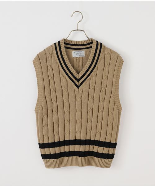 Spick & Span（スピックアンドスパン）の「OLDDERBY KNITWEAR/オールドダービーニットウェア  チルデンベスト（ベスト・レディース・ベージュ/アイボリー・MEDIUM）」の2枚目の写真