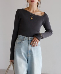 Bonjour Sagan | アシンメトリーネックリブニット(ニット/セーター)