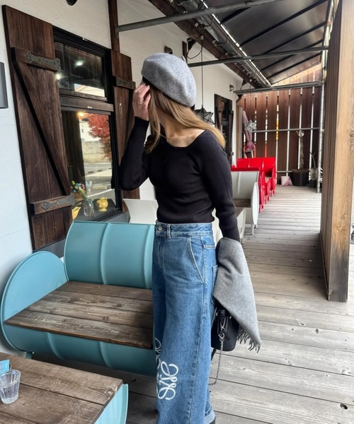 セール】アシンメトリーネックリブニット（ニット/セーター）｜Bonjour