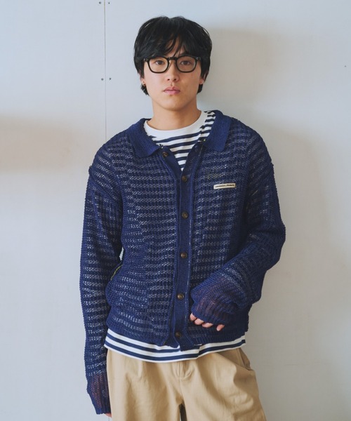 common gull products.(コモンガルプロダクツ)の「くしゃくしゃなニットカーデ(カーディガン/ボレロ・レディース・イエロー系/レッド系/ネイビー・MEDIUM/SMALL)」の2枚目の写真