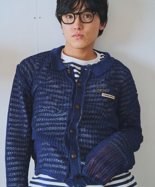 common gull products.(コモンガルプロダクツ)の「くしゃくしゃなニットカーデ(カーディガン/ボレロ・レディース・イエロー系/レッド系/ネイビー・MEDIUM/SMALL)」の5枚目の写真