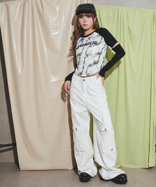 DimMoire ディムモアール　スタッズカーゴパンツ　white ホワイト スタッズボンテージパンツ【White】 | DimMoire