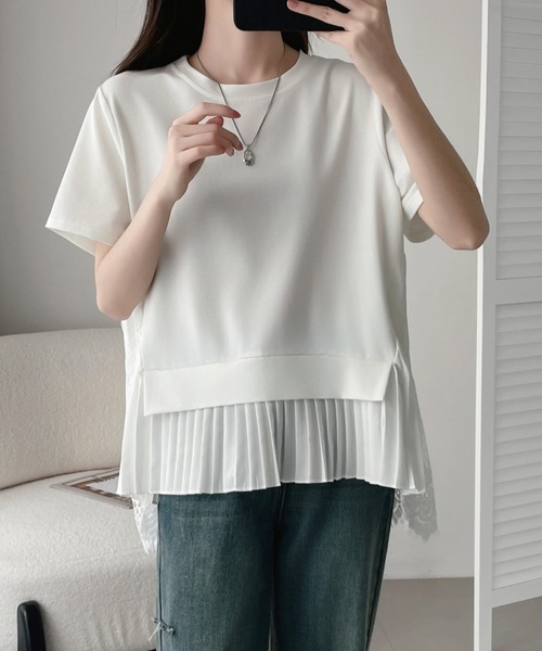 ABITOKYO(アビトーキョー)の「プリーツ切替半袖トップス(Tシャツ/カットソー・レディース・グレー/ブルー/ホワイト/ブラック・FREE)」の14枚目の写真