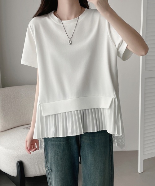ABITOKYO(アビトーキョー)の「プリーツ切替半袖トップス(Tシャツ/カットソー・レディース・グレー/ブルー/ホワイト/ブラック・FREE)」の15枚目の写真