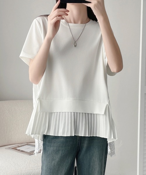 ABITOKYO(アビトーキョー)の「プリーツ切替半袖トップス(Tシャツ/カットソー・レディース・グレー/ブルー/ホワイト/ブラック・FREE)」の17枚目の写真