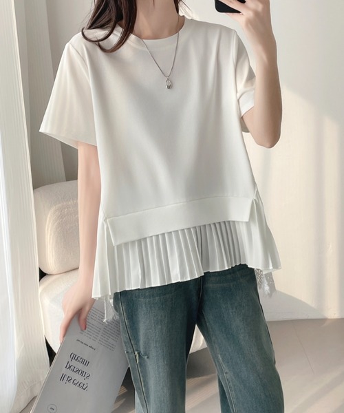 ABITOKYO(アビトーキョー)の「プリーツ切替半袖トップス(Tシャツ/カットソー・レディース・グレー/ブルー/ホワイト/ブラック・FREE)」の22枚目の写真