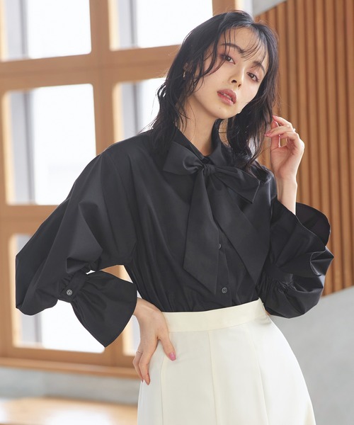 ルイルエブティック RUIRUE BOUTIQUE 【洗える】2way プレシャス スタンダードシャツ（ボウタイ付） （ラベンダー） 洗える ｜ 2way プレシャス スタンダード シャツ ( ボウタイ 付