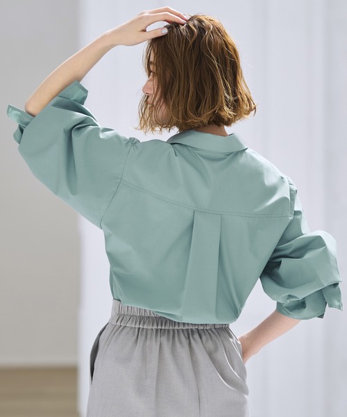 RUIRUE BOUTIQUE（ルイルエブティック）の「洗える ｜ 2way プレシャス スタンダード シャツ ( ボウタイ 付 ) ｜ レディース ボウタイブラウス 体型カバー 長袖 オフィスカジュアル 無地 トップス シャツ（シャツ/ブラウス・レディース・アッシュ/ライトイエロー/ブラック/ラベンダー/ピンク/ホワイト・M/L）」の13枚目の写真