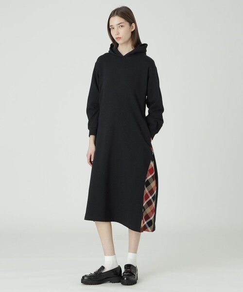 一部店舗限定】ベーシック裏毛フードワンピース（ワンピース）｜BLUE 