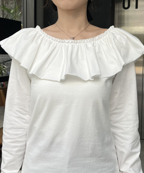CAPRICIEUX LE'MAGE(カプリシューレマージュ)の「フリル2WAYロンT(Tシャツ/カットソー・レディース・オフホワイト/ブラック・FREE)」の17枚目の写真